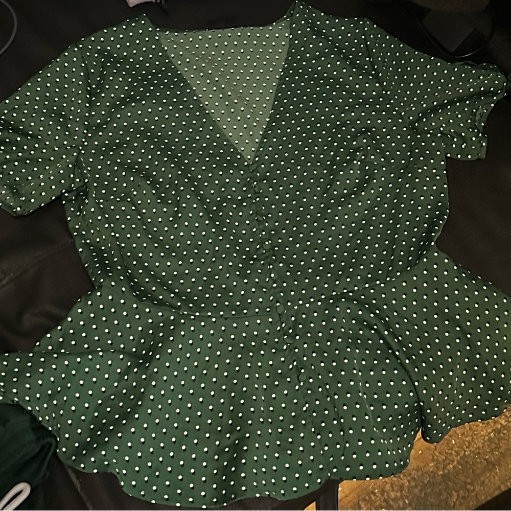 Green Polka Dot Blouse